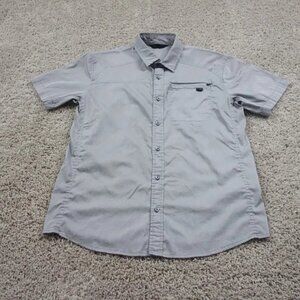 Arcteryx Shirt Mens Medium Gray Button Up Front Zip Pocket Outdoors Casual